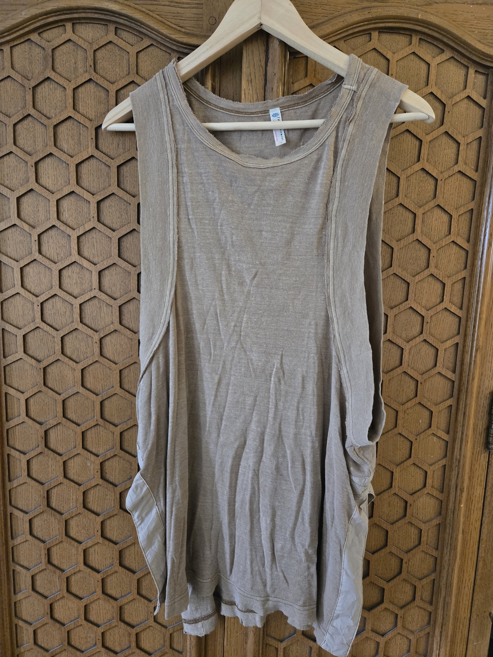 FP Movement by Free People Taupe Layered Side-Drape Tank